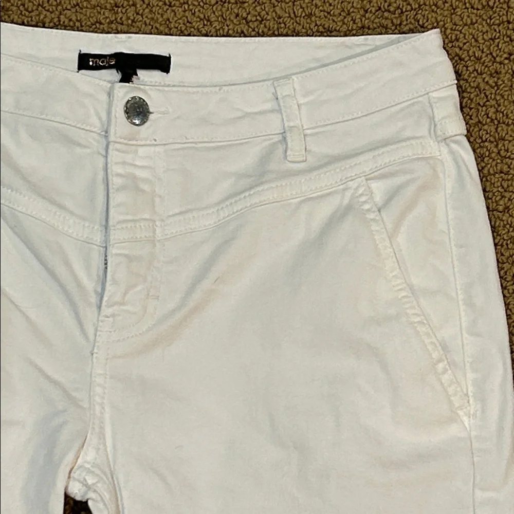 Maje Poesie High Rise Slim Tapered Leg White Jeans size 30